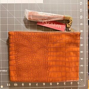 Merona Brown‎ Faux Alligator Clutch NWT